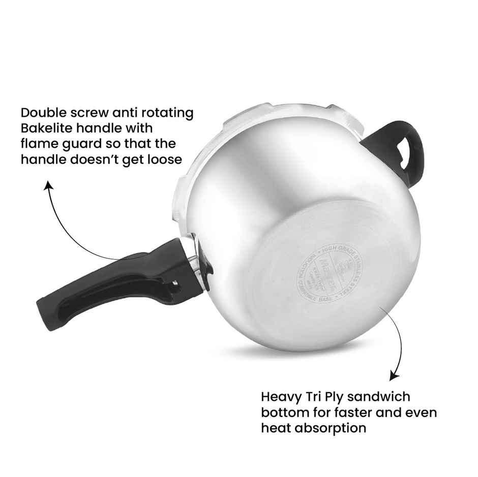 Master Nexa Stainless Steel Outer Lid Handi Pressure Cooker 3L, Gas And Induction Stove Compatible
