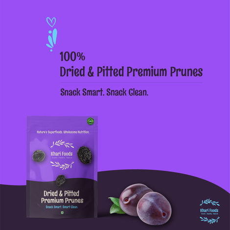 Khari Foods Premium Pitted Prunes Dried | Dry Fruit Snack | No Added Sugar