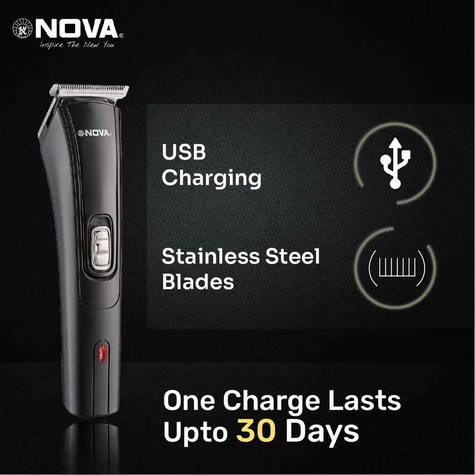 Nova Nht 1039 USB Trimmer 45 Min Runtime 4 Length Settings (Black)