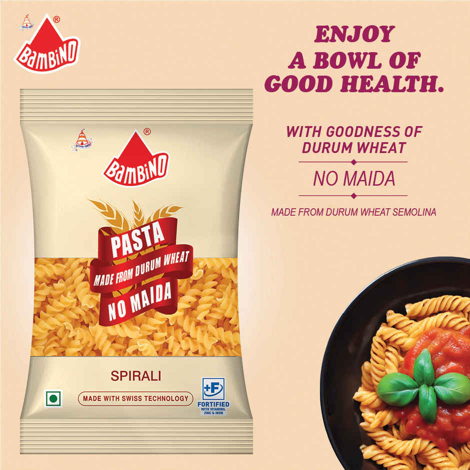 Bambino Daily Premium Spirali Pasta - Pure Durum Wheat, No Maida, Protin Rich