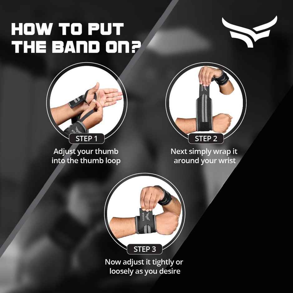 Xtrim Gym Wrist Support with Support Crepe Bandage for Workout & Muscle Relaxation |Black & Grey