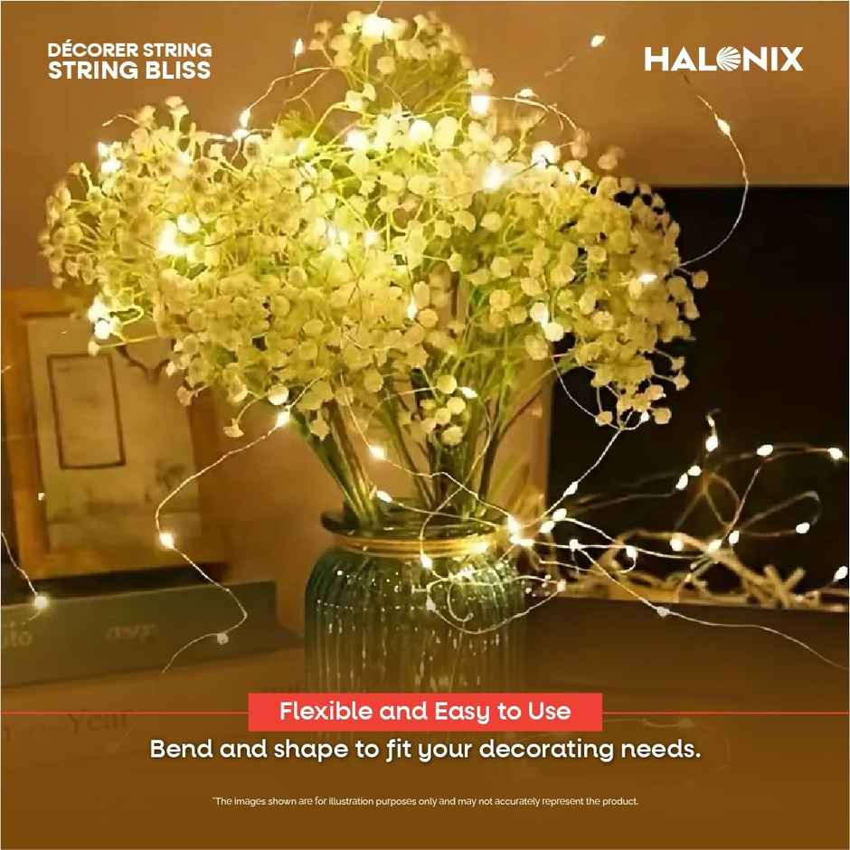 Halonix Decorer Bliss Yellow Copper USB String Light | Yellow | 10 m