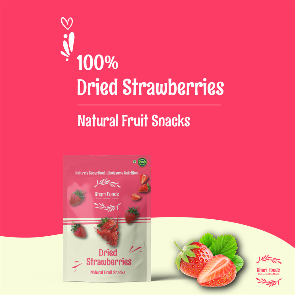 Khari Foods Dried Strawberries | Premium Berries | On the go Snack