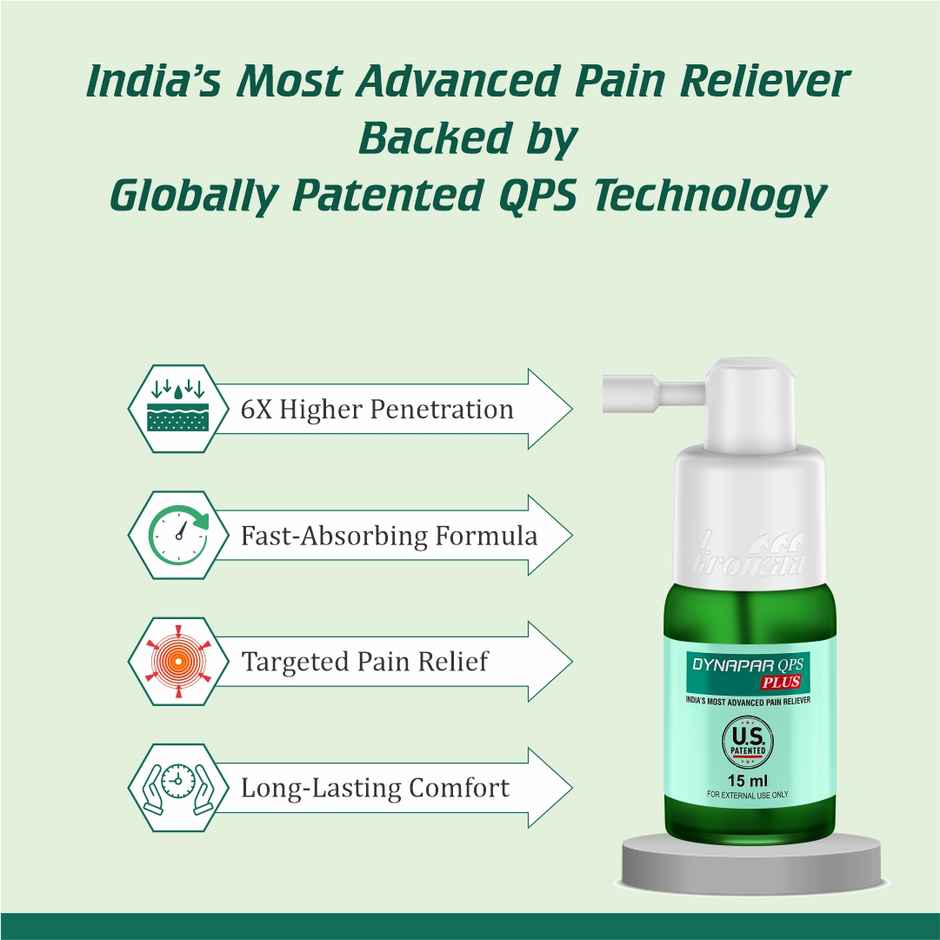 Dynapar QPS Plus Pain Relief Spray for Back, Knee, Muscle & Joint Pain | 5x Penetration for Max. Pain Relief