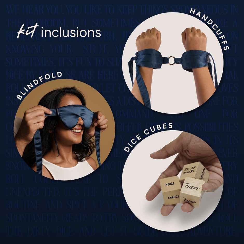 MyMuse Play Hard Kit- Handcuffs, Blindfold, Dirty Dice