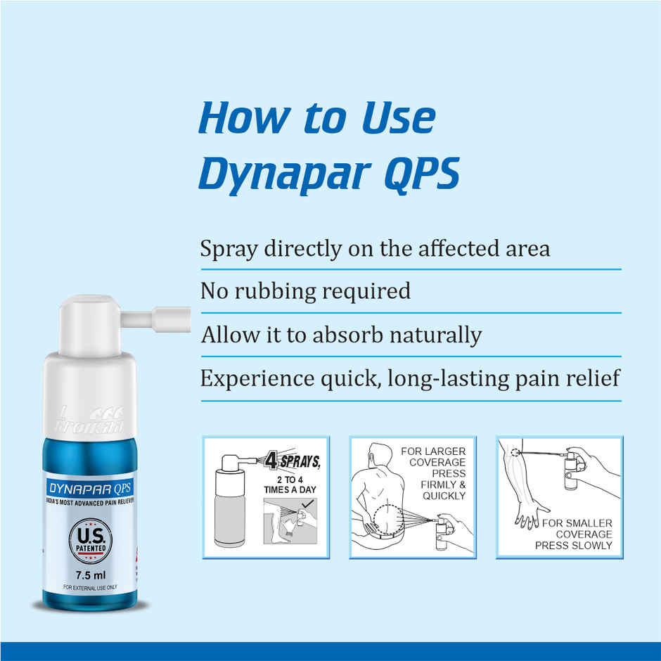 Dynapar QPS Pain Relief Spray for Back, Knee, Muscle & Joint Pain | 5x Penetration for Max. Pain Relief