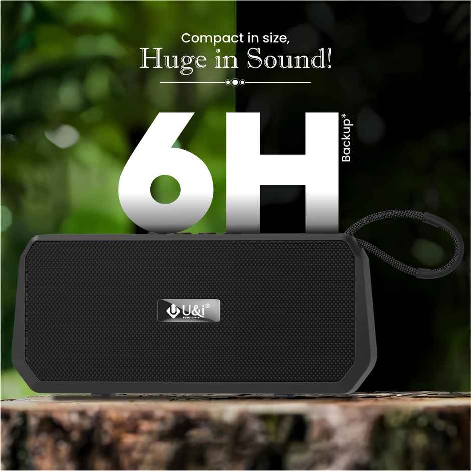 U&i Gracious 10W Bluetooth Speaker, 6H Playtime, FM,TWS,Mobile Stand - Black