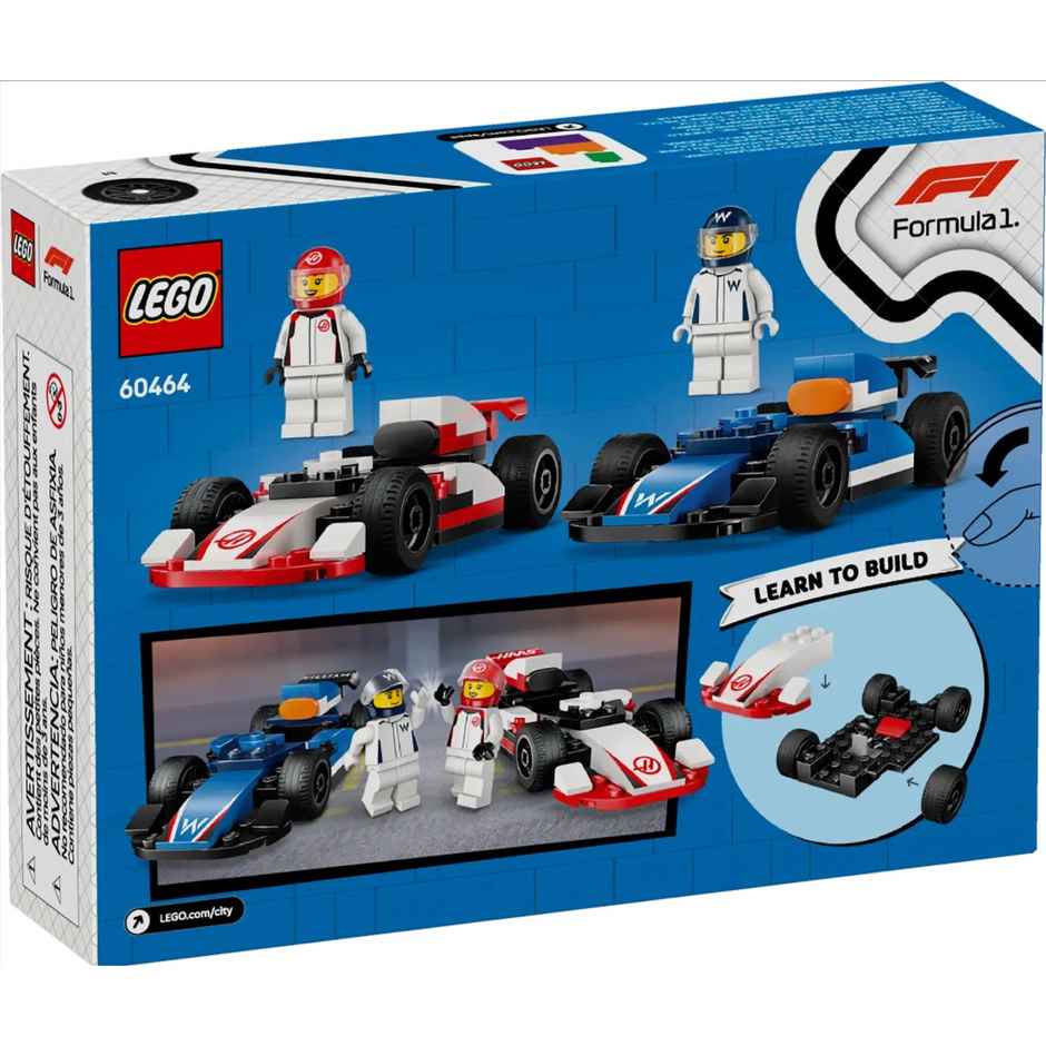 LEGO City F1 Williams Racing and Haas F1 Race Cars Vehicle Toy Set 60464 Building Blocks Toys