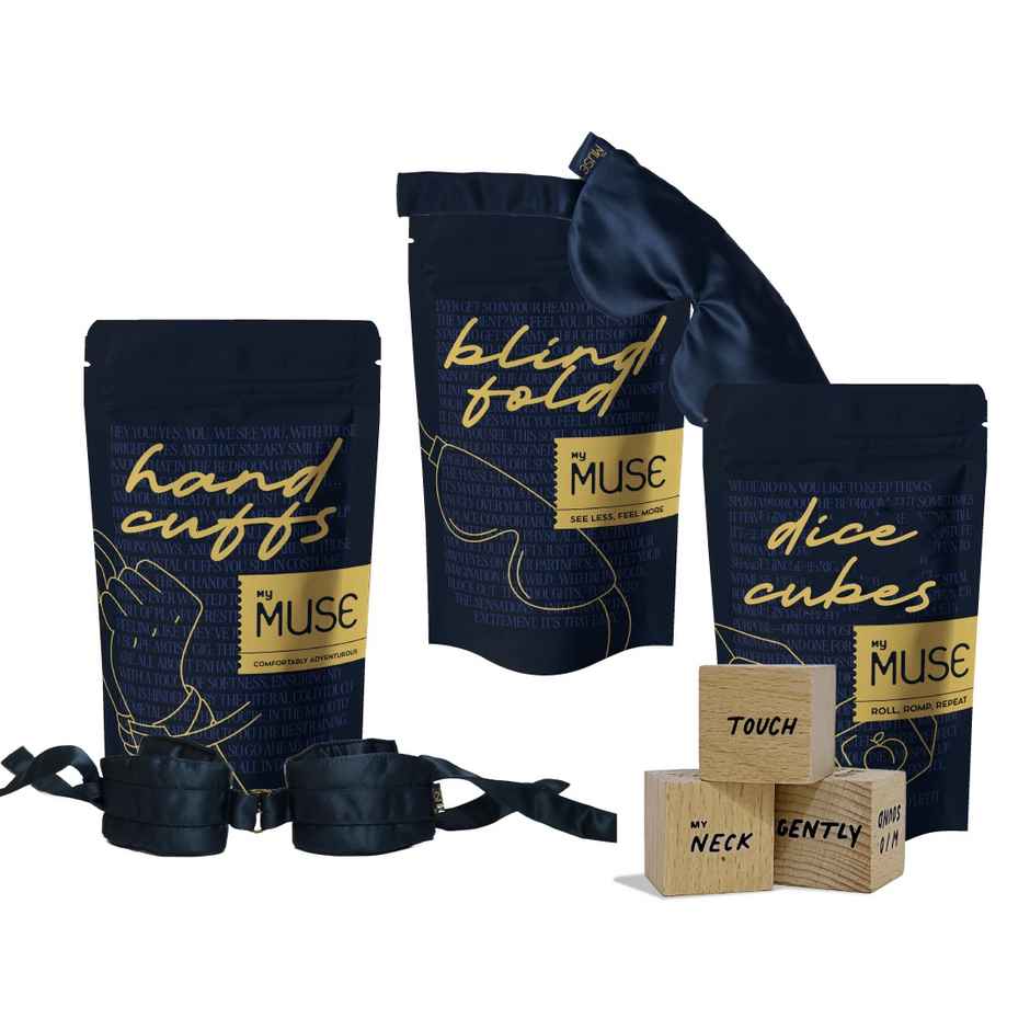 MyMuse Play Hard Kit- Handcuffs, Blindfold, Dirty Dice