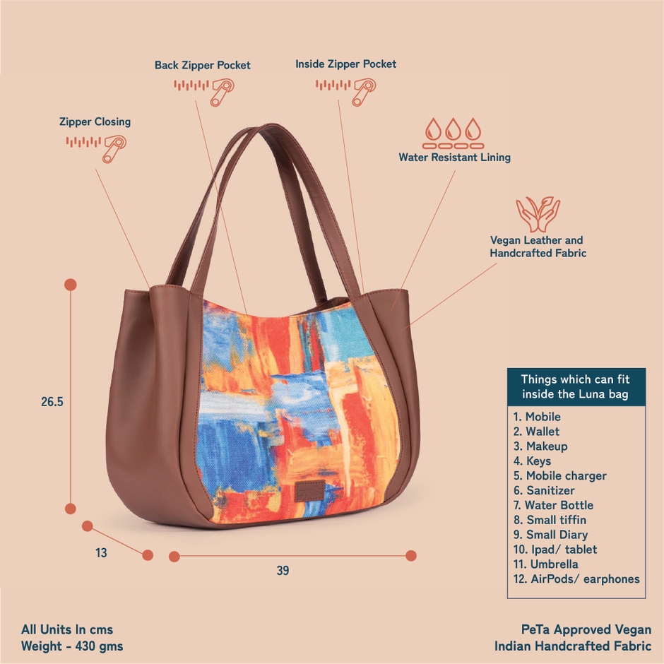 Zouk Women's Vegan Leather 13.6 L Double Handle Handbag | Multicolour - One Size