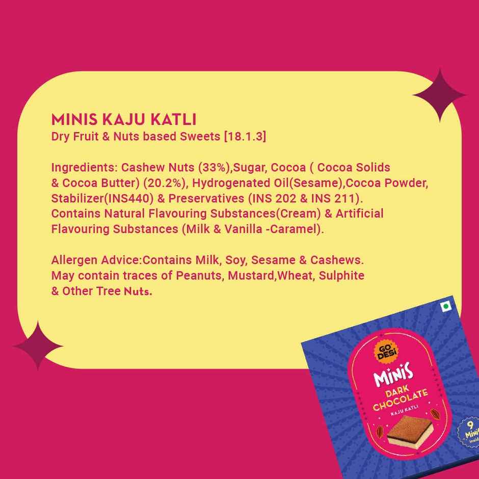 GO Desi Minis: Dark Chocolate Kaju Katli
