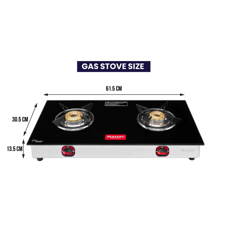 Master Cosmo Glass Top Gas Stove 2 Burner, Isi Certified