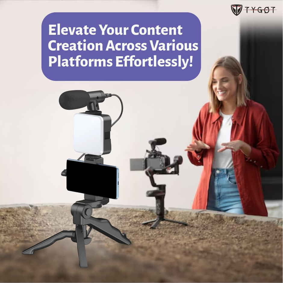 Tygot Vlogging Kit 6 in 1 Tripod Stand(3.5mm Jack)