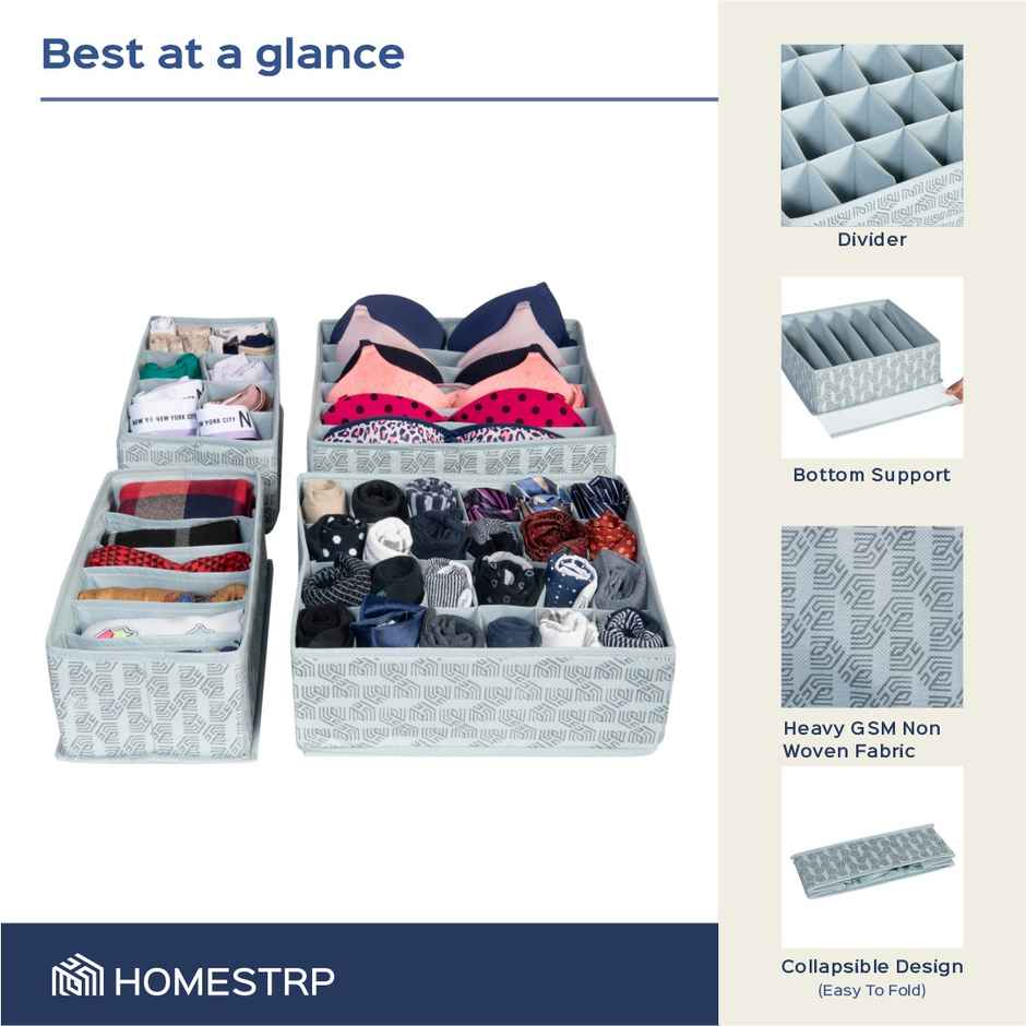 Homestrap Set Of 4 Foldable Storage Undergarment Organizer