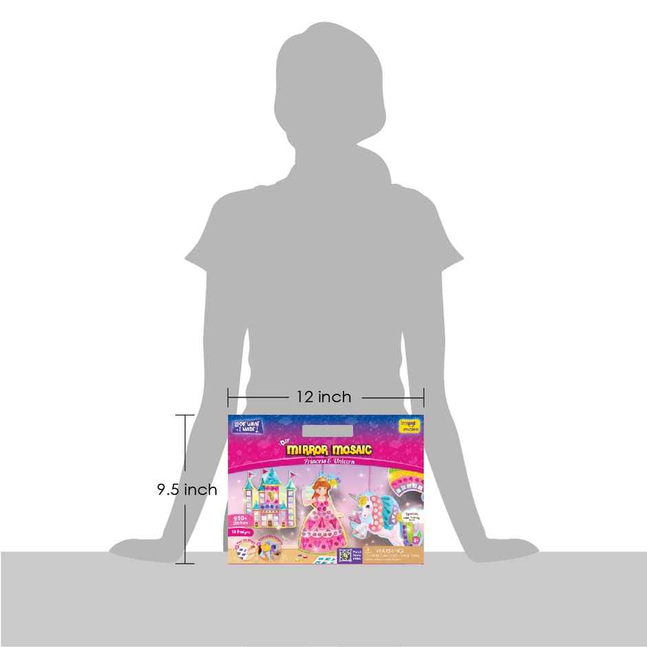 Imagimake DIY Mirror Mosaic - Princess & Unicorn | Art & Craft Toys Gifting for Kids (3+ Years)