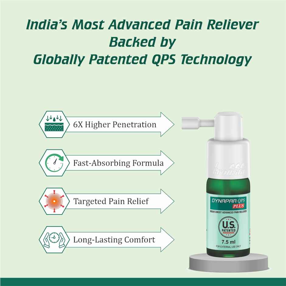Dynapar QPS Plus Pain Relief Spray for Back, Knee, Muscle & Joint Pain | 5x Penetration for Max. Pain Relief
