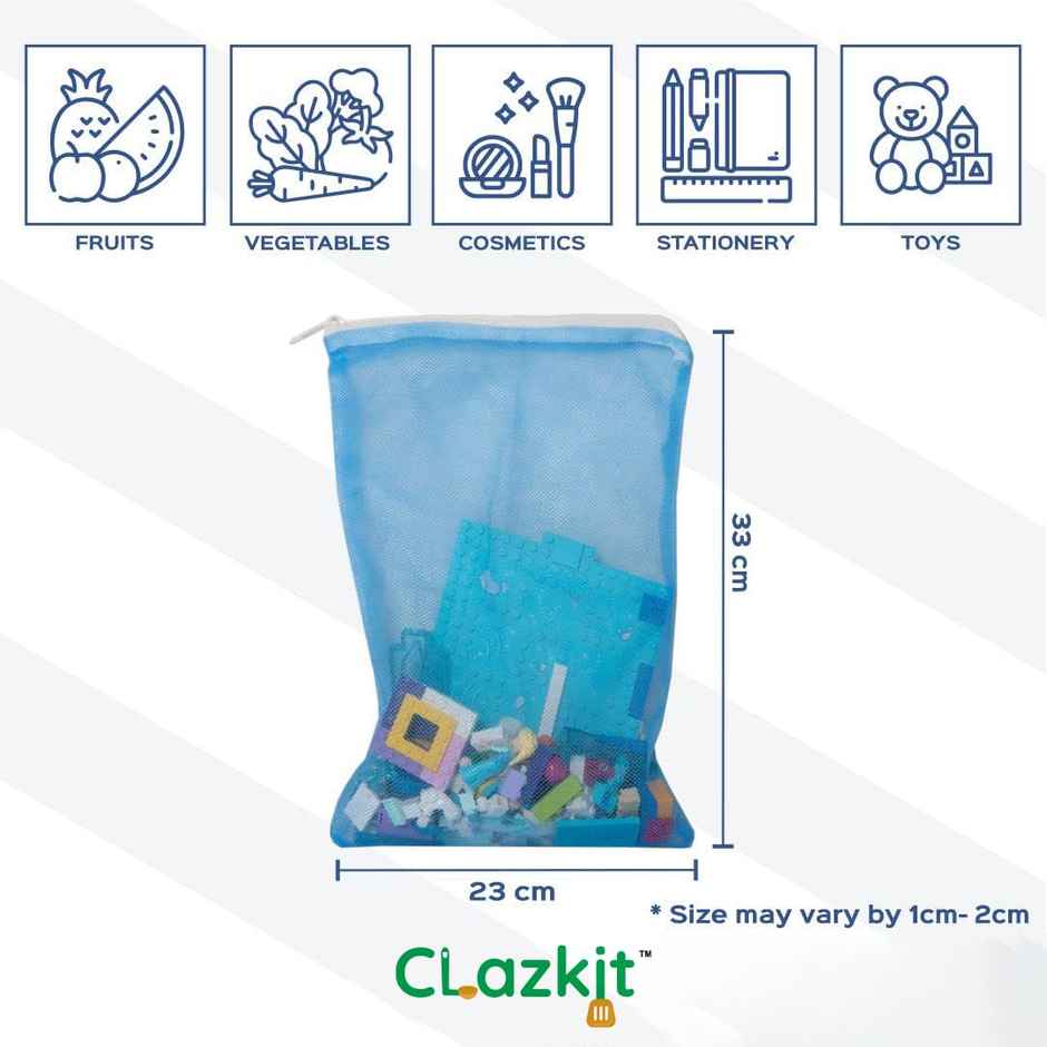 Clazkit Set Of 6 Reusable Fridge Storage Bags For Vegetables and Fruitswith Sturdy Zipper