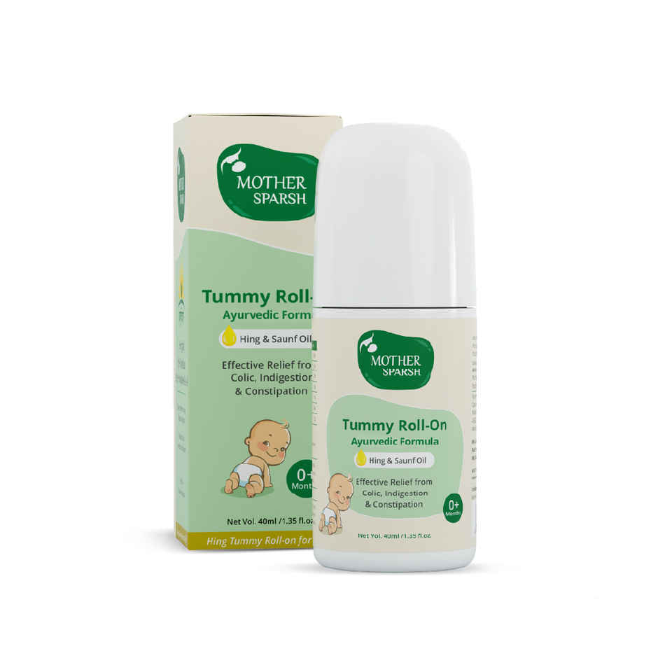 Mother Sparsh Tummy Roll On For Baby Colic Relief Constipation And Indigestion With Hing & Saunf