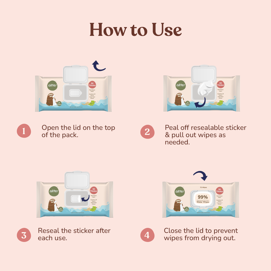 allter Baby Wipes | Regular Pack - 72 Wipes