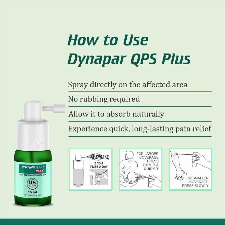 Dynapar QPS Plus Pain Relief Spray for Back, Knee, Muscle & Joint Pain | 5x Penetration for Max. Pain Relief