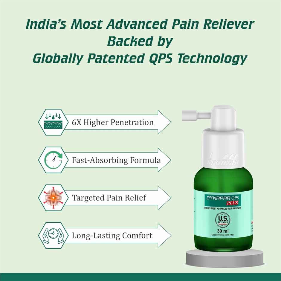 Dynapar QPS Plus Pain Relief Spray for Back, Knee, Muscle & Joint Pain | 5x Penetration for Max. Pain Relief