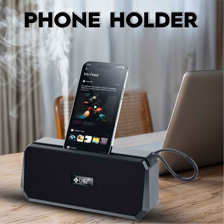 U&i Gracious 10W Bluetooth Speaker, 6H Playtime, FM,TWS,Mobile Stand - Black