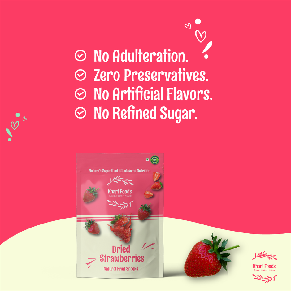 Khari Foods Dried Strawberries | Premium Berries | On the go Snack