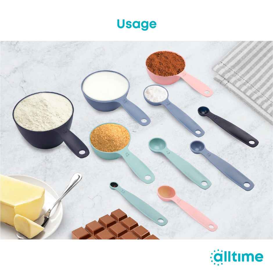 All Time Precise Measuring Cups & Spoons (Assorted Color) (10 Pc Set)