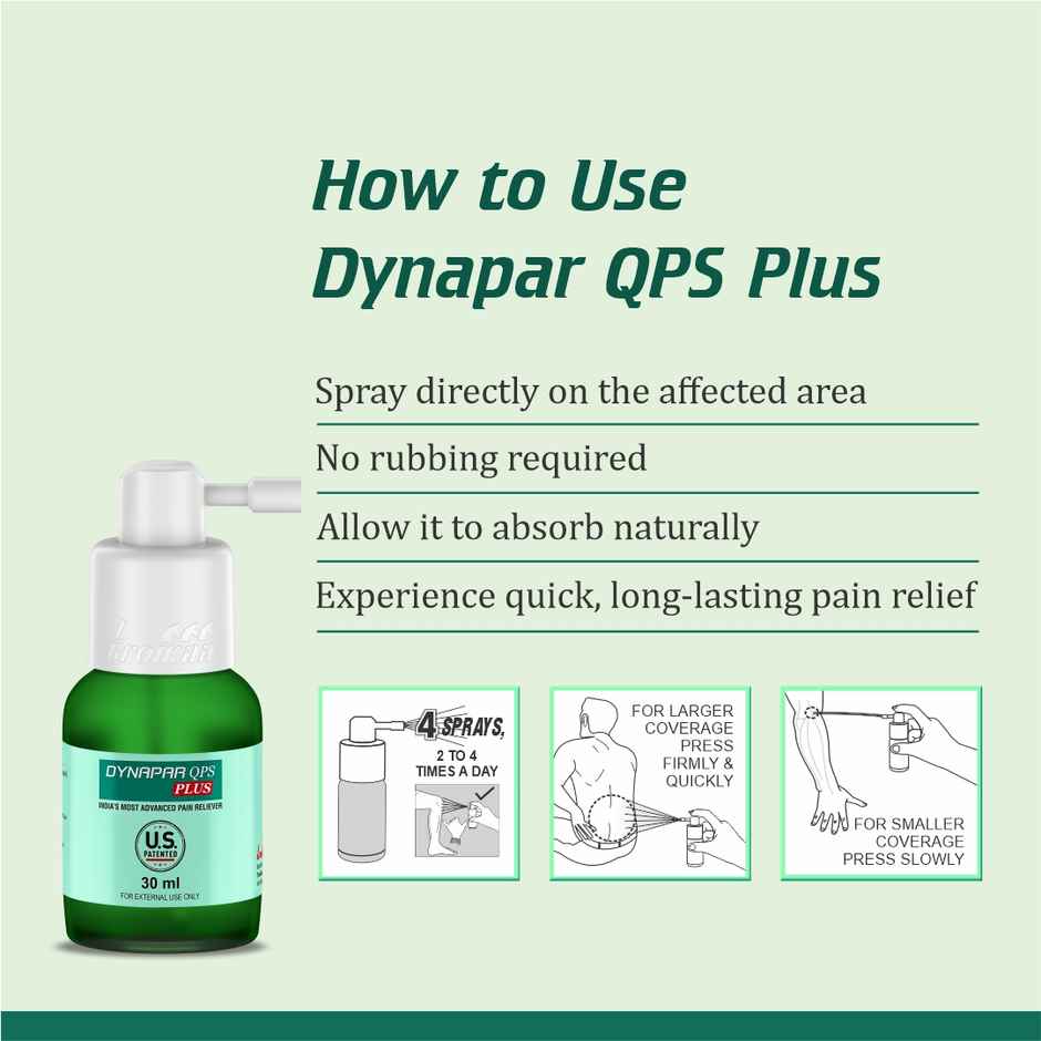Dynapar QPS Plus Pain Relief Spray for Back, Knee, Muscle & Joint Pain | 5x Penetration for Max. Pain Relief