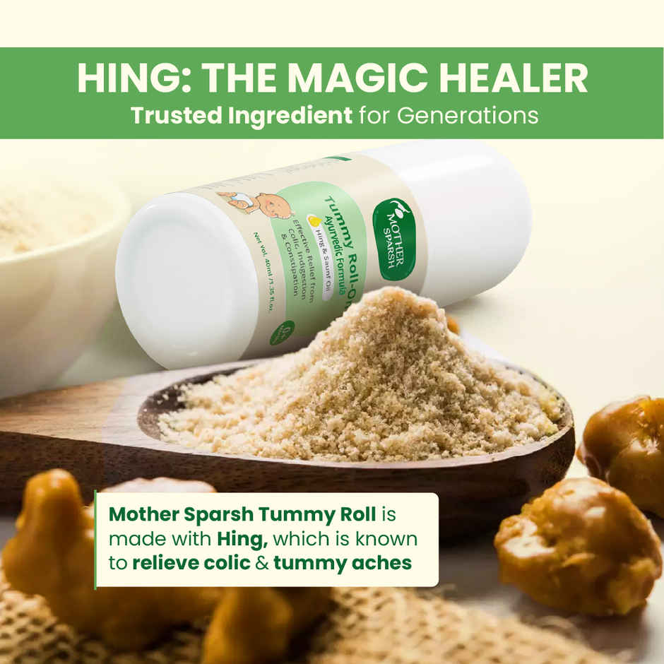 Mother Sparsh Tummy Roll On For Baby Colic Relief Constipation And Indigestion With Hing & Saunf