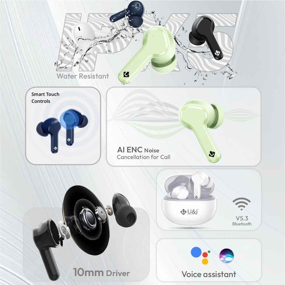 U&i Classy TWS 40H Backup | AI ENC | IPX5 | 10mm Driver | Blue