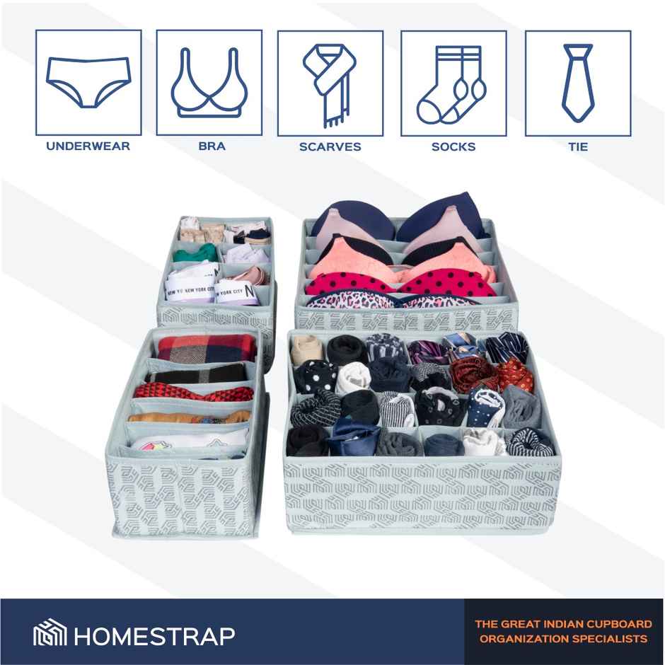 Homestrap Set Of 4 Foldable Storage Undergarment Organizer