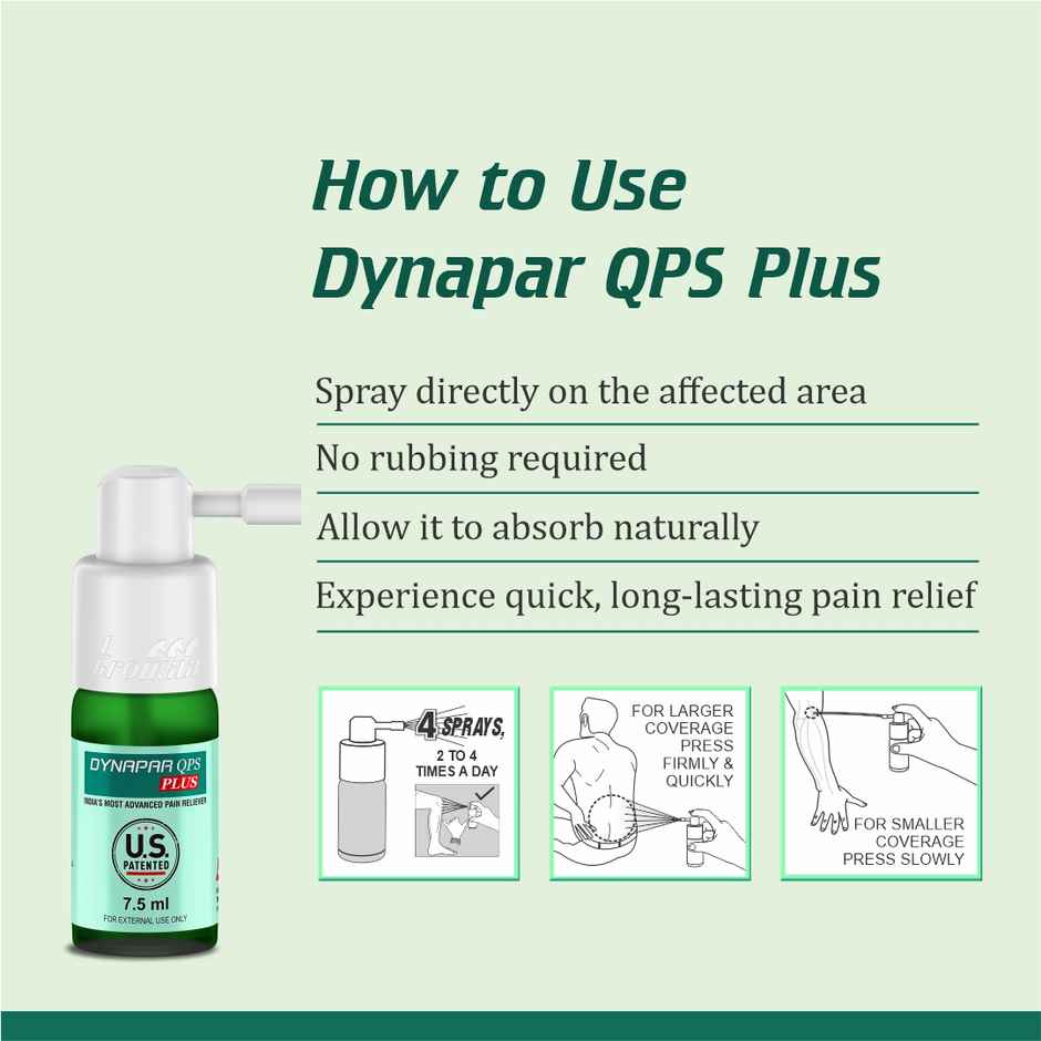 Dynapar QPS Plus Pain Relief Spray for Back, Knee, Muscle & Joint Pain | 5x Penetration for Max. Pain Relief