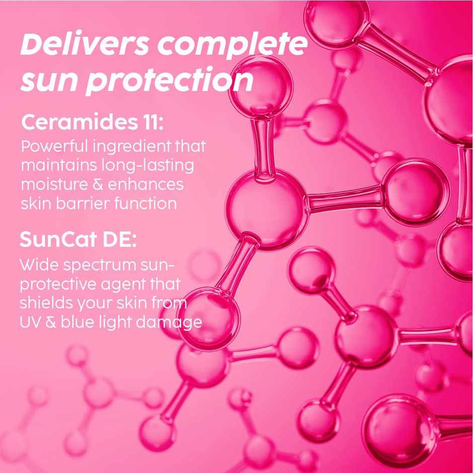 Plix Guava Glow Sunscreen SPF 50+ with UVA, UVB & Blue Light Protection enriched with Ceramides & Hyaluronic Acid