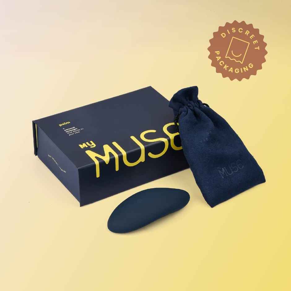 MyMuse Palm Personal Massager - 10 Speeds, Rechargeable, Waterproof (Inkpen Blue)