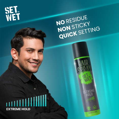 Set Wet Hair Spray For Men & Women | Extreme, Long-lasting Hold | UV Protect | With Soy, Rice & Oat Protein