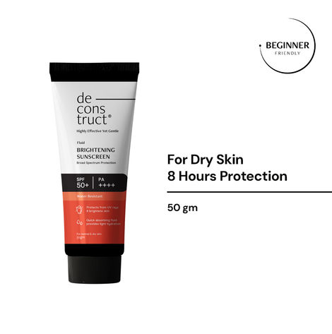 Deconstruct Fluid Brightening Sunscreen SPF 50+ PA++++ for Dry Skin, Hydrating & 8-Hour Long-Lasting