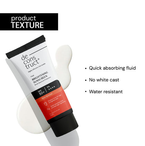 Deconstruct Fluid Brightening Sunscreen SPF 50+ PA++++ for Dry Skin, Hydrating & 8-Hour Long-Lasting