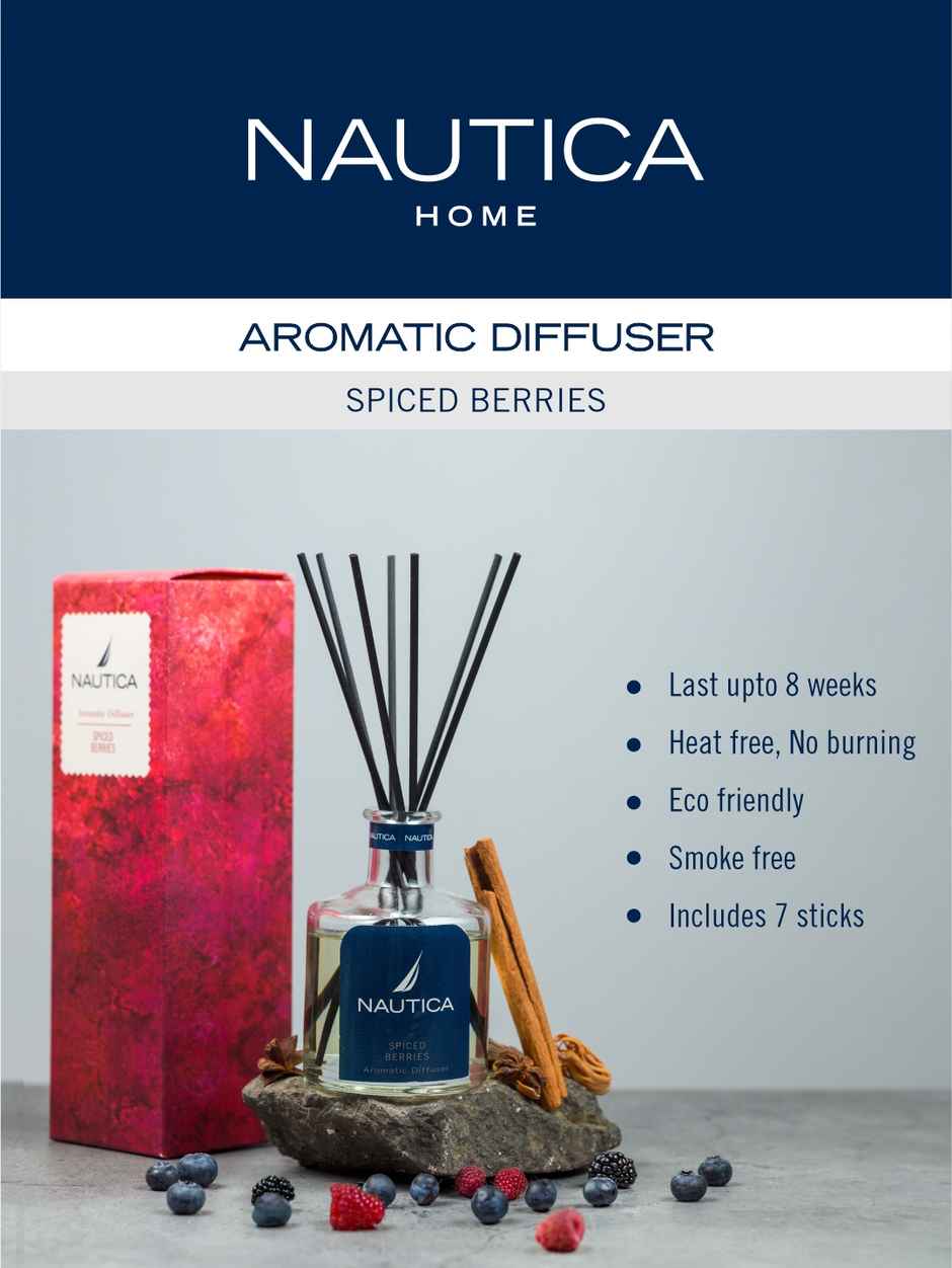 Nautica 100% Natural Aroma Oil Diffuser Set With 7 Reeds 1pc 150ml size | Nomadspiced Berry-Natural