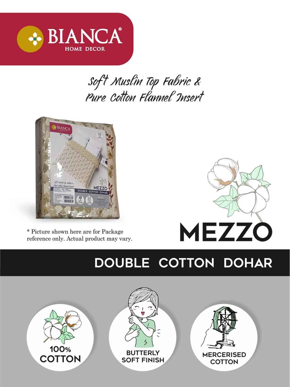 Bianca Extremely Soft Muslin Cotton Dohar Pure Cotton Double Size | Mezzo Floral-Grey, White