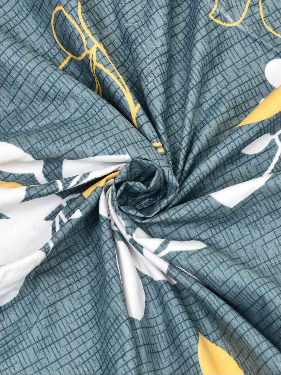 DREAM WEAVERZ Elastic Fitted Double Bedsheet | 2 Frill Pillow Covers | Polycotton | Grey