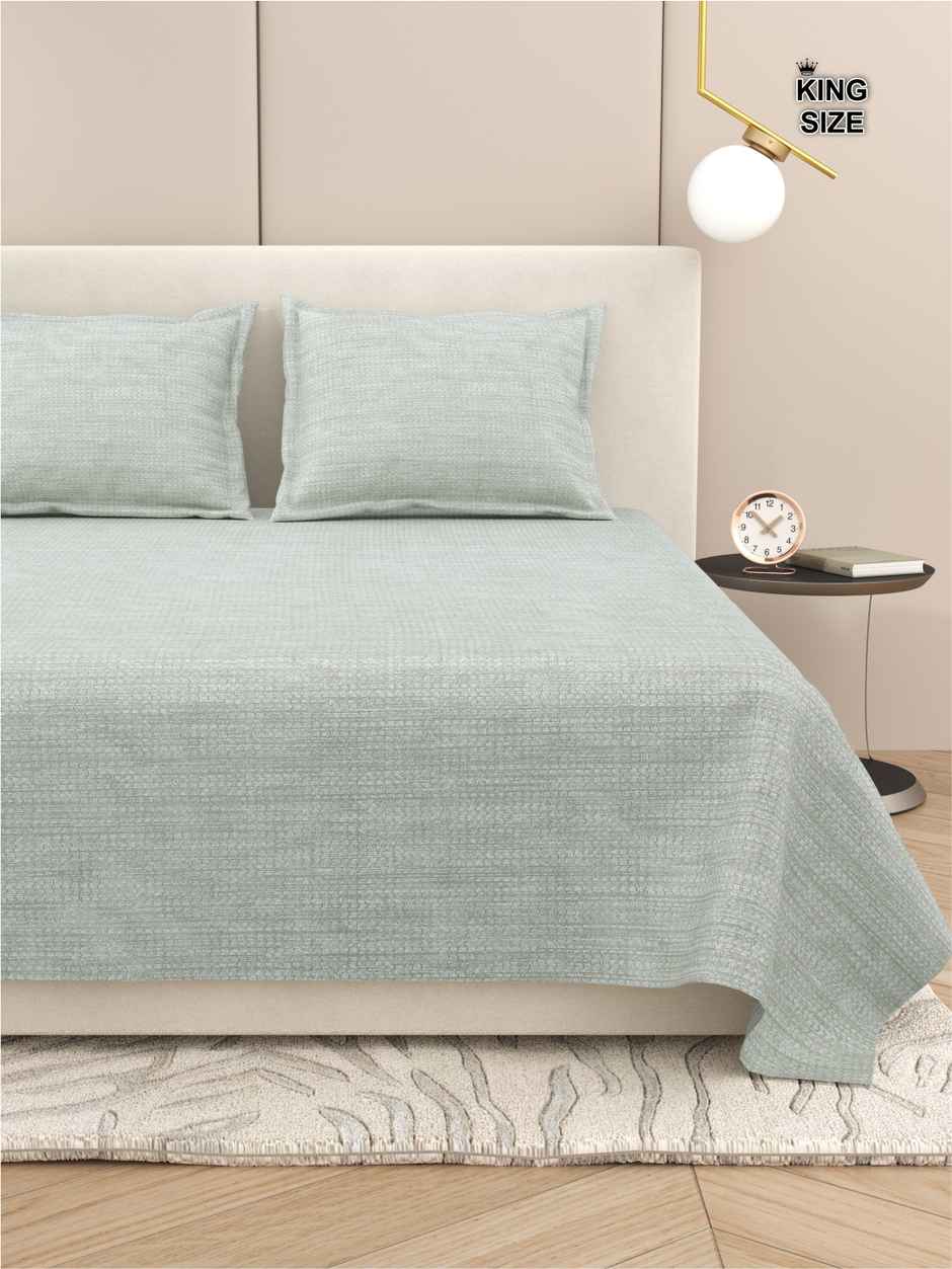 DREAM WEAVERZ King Size Bedsheet With 2 Pillow Covers | 100% Cotton| Light Grey