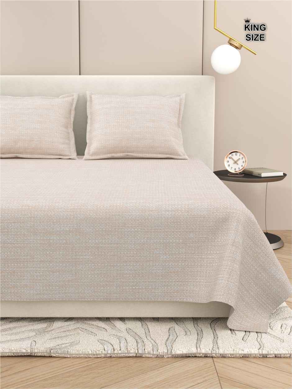 DREAM WEAVERZ King Size Bedsheet With 2 Pillow Covers | 100% Cotton| Light Beige
