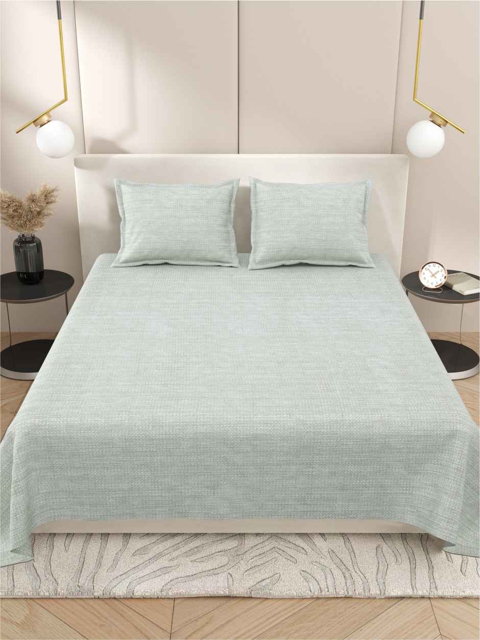 DREAM WEAVERZ King Size Bedsheet With 2 Pillow Covers | 100% Cotton| Light Grey