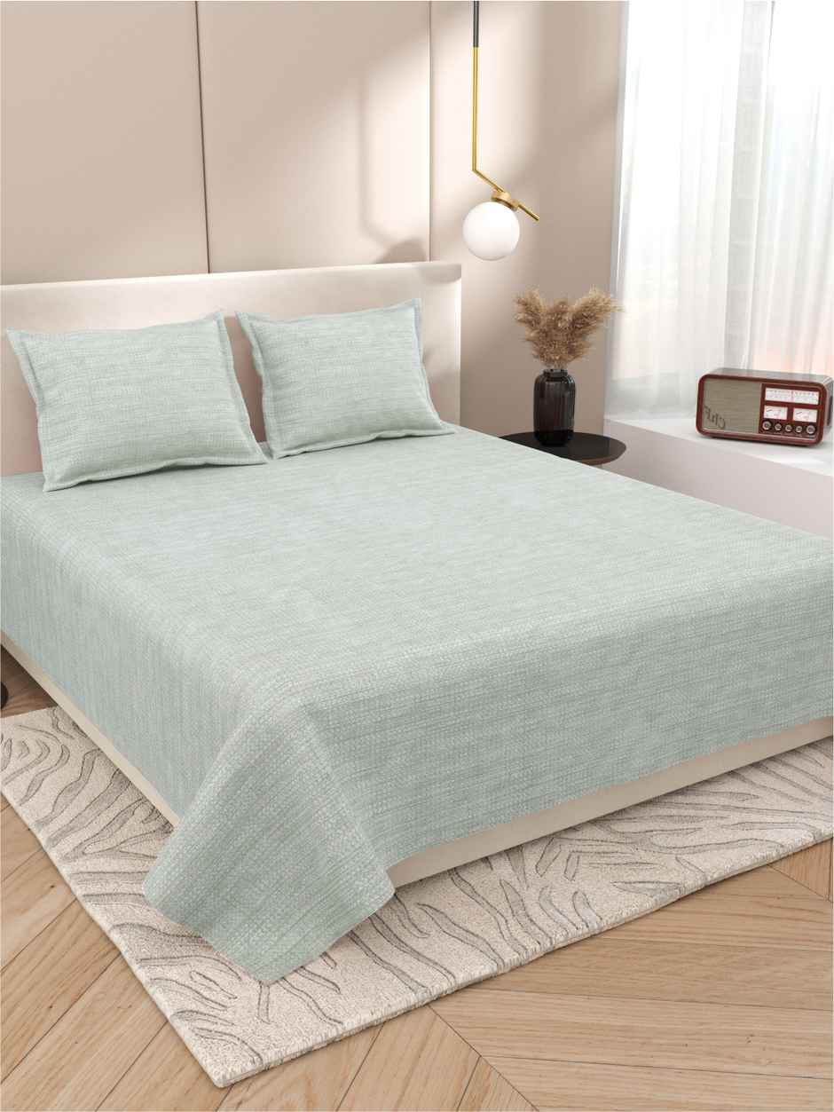 DREAM WEAVERZ King Size Bedsheet With 2 Pillow Covers | 100% Cotton| Light Grey