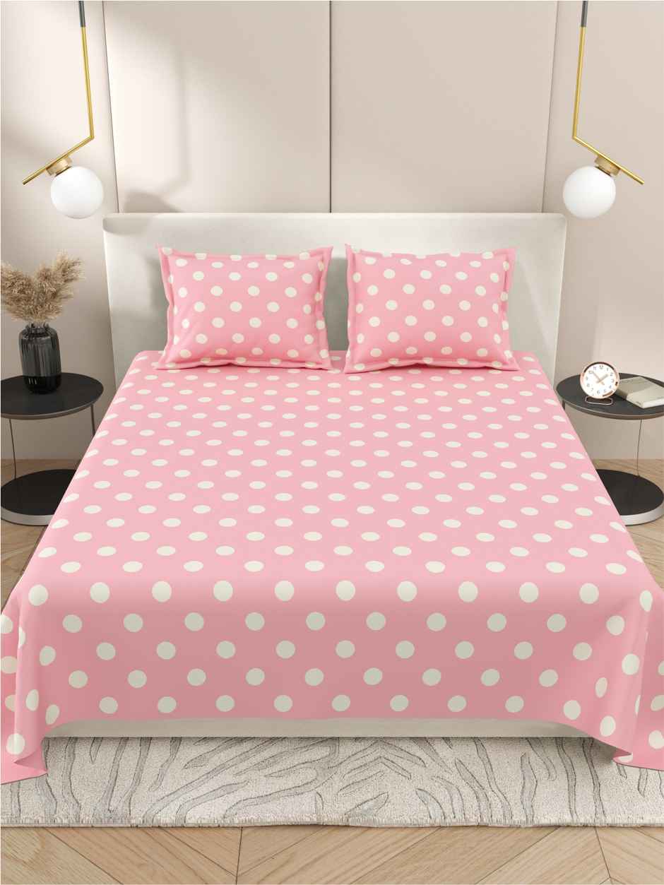 DREAM WEAVERZ King Size Bedsheet With 2 Pillow Covers | 100% Cotton| Pink