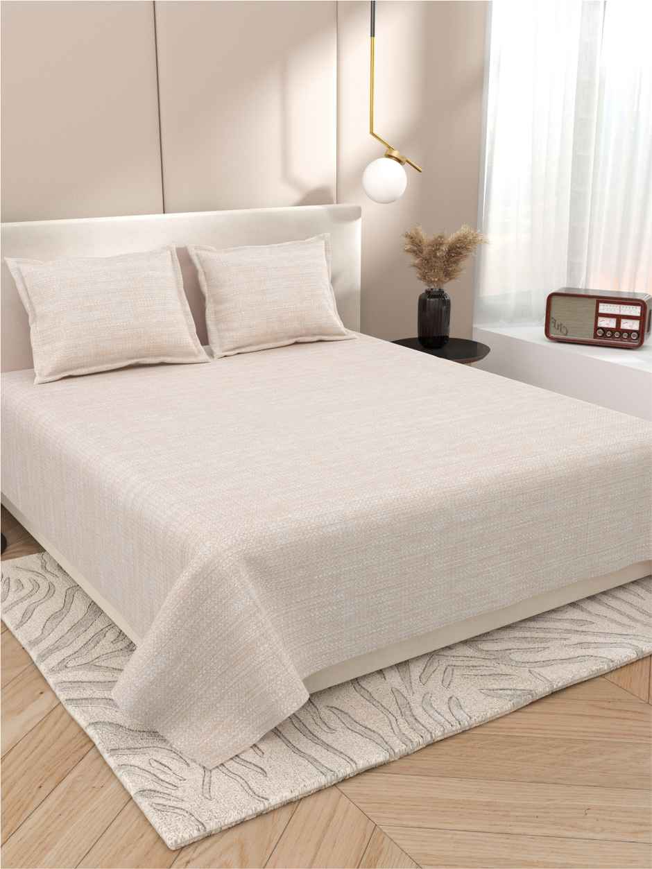 DREAM WEAVERZ King Size Bedsheet With 2 Pillow Covers | 100% Cotton| Light Beige