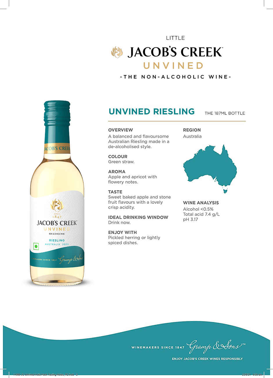 Jacob's Creek Unvined Riesling Non-Alcoholic White Wine