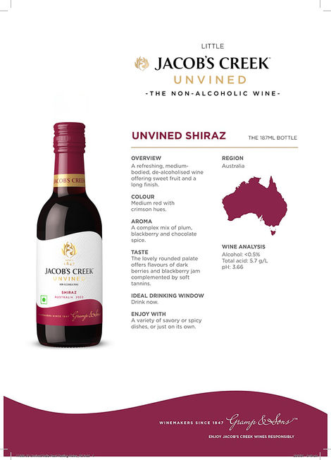 Jacob's Creek Unvined Shiraz Non-Alcoholic Red Wine