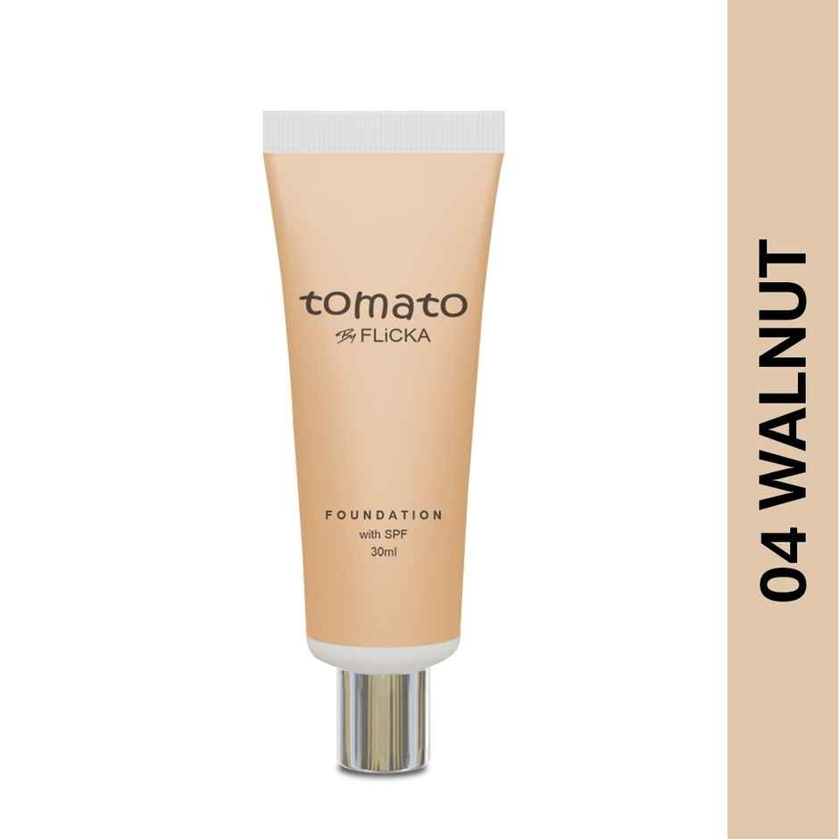 Flicka Tomato Liquid Foundation for Face Makeup | 04 Walnut